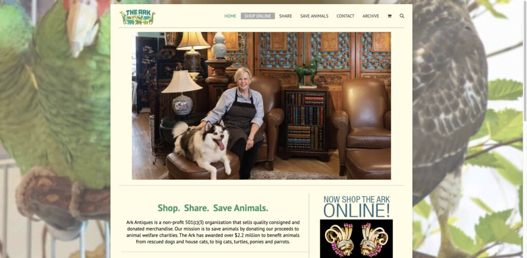 Website screenshot of Ark Antiques - Antique and vintage stores in 7620 Girard Ave