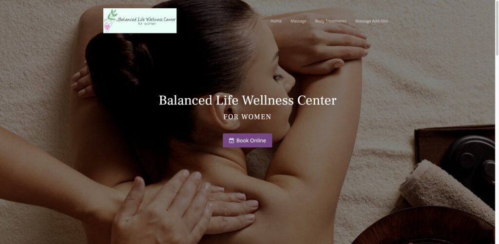 Website screenshot of Balanced Life Wellness Center-For Women - Massage and wellness centers in 8080 La Mesa Blvd #208