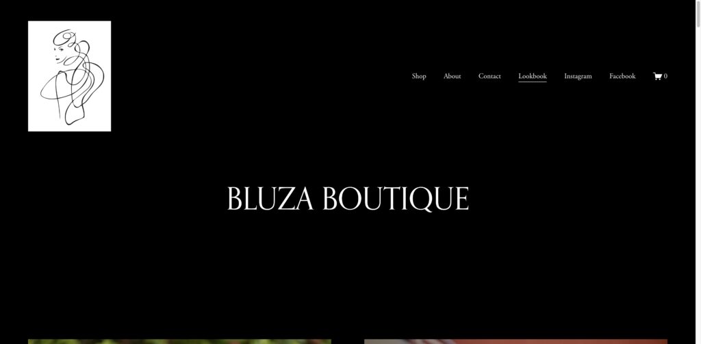 Website screenshot of Bluza Boutique - Boutique clothing stores in 1501 India St #104