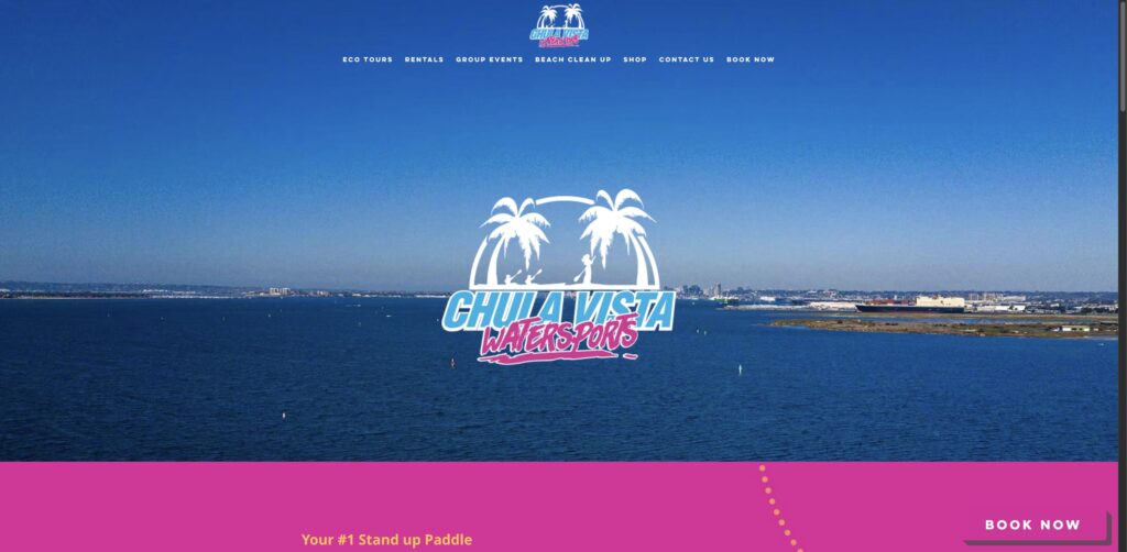 Website screenshot of Chula Vista Water Sports - Water sports rental companies in 999 Bayside Pkwy