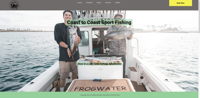 Website screenshot of Coast to Coast Sport Fishing LLC - Fishing charters in 1677 Quivira Rd
