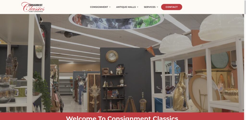 Website screenshot of Consignment Classics - Antique and vintage stores in 3602 Kurtz St