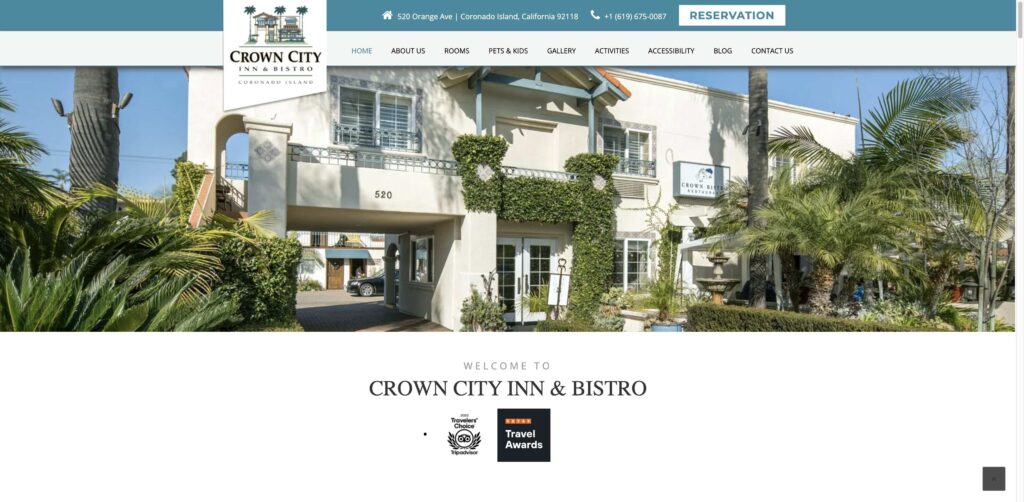 Website screenshot of Crown City Inn - Bed & breakfasts in 520 Orange Ave