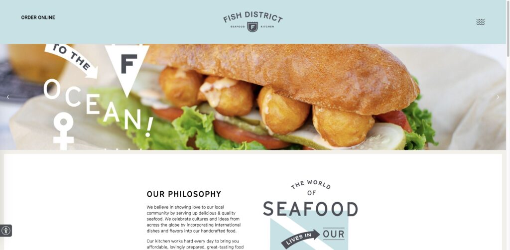 Website screenshot of FISH DISTRICT - Seafood restaurants in 665 San Rodolfo Dr