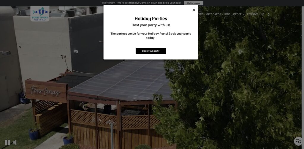 Website screenshot of Four Tunas Fish & Bar - Seafood restaurants in 601 N Broadway STE D