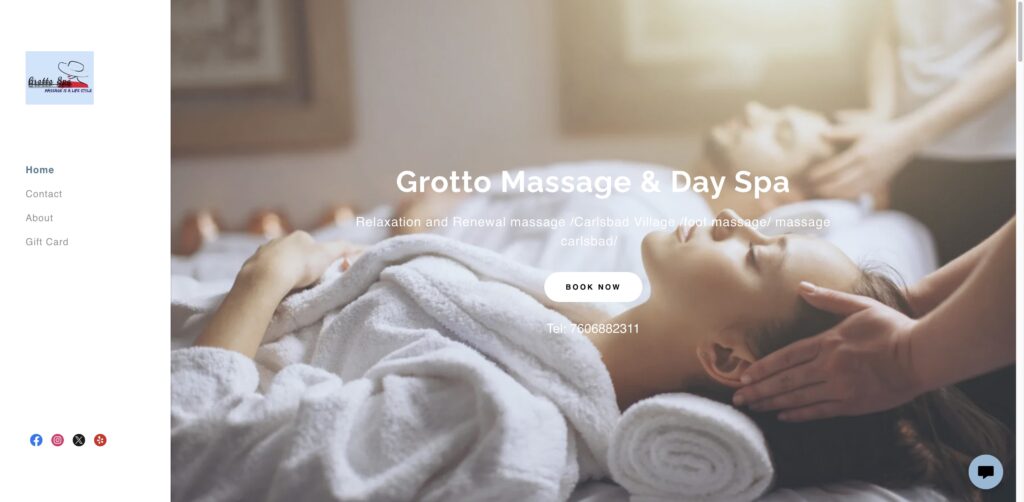 Website screenshot of Grotto Massage and Day Spa - Massage and wellness centers in 2804 Roosevelt St Suite A