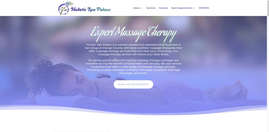 Website screenshot of Holistic Spa Palace - Massage and wellness centers in 299 Third Ave