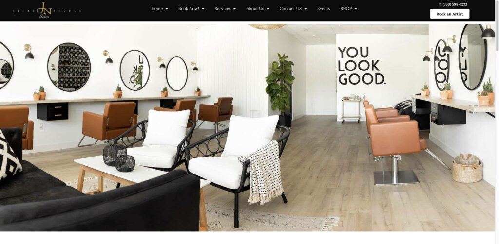 Website screenshot of Jaime Nicole Salon - Hair salons and beauty services in 1116 Sycamore Ave ste d