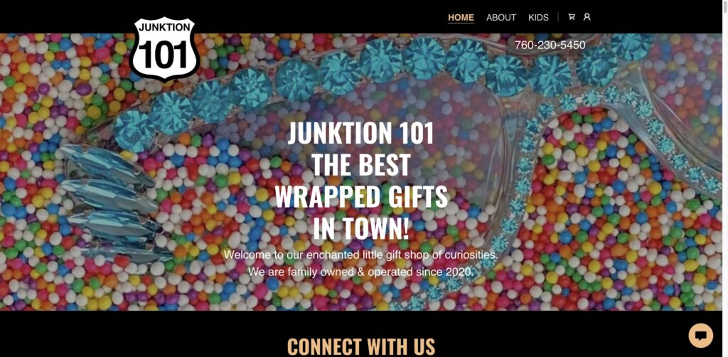 Website screenshot of Junktion 101 KIDS - Antique and vintage stores in 2525 El Camino Real #131