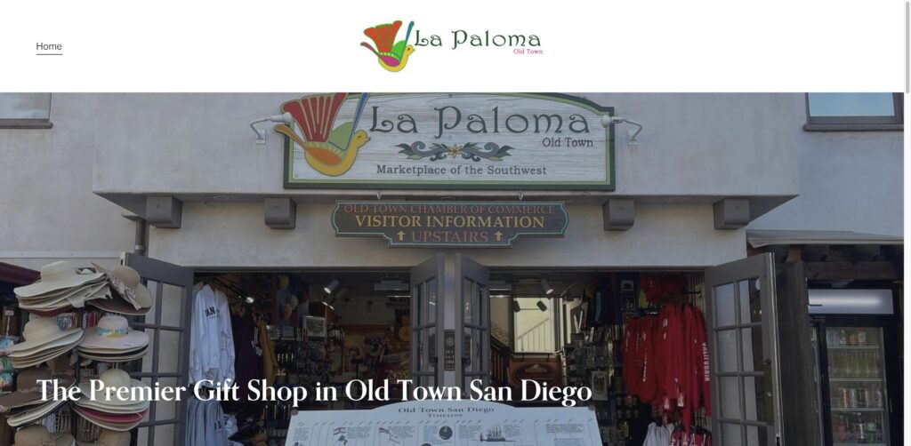 Website screenshot of La Paloma Old Town - Souvenir shops in 4010 Twiggs St