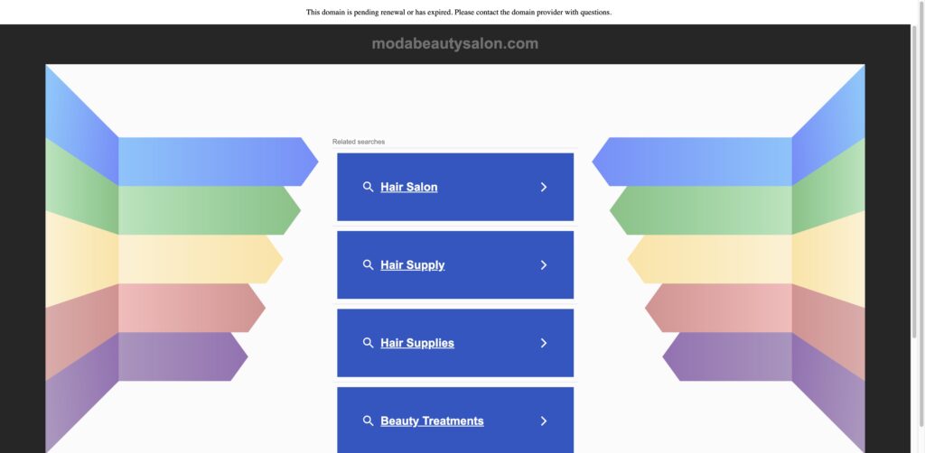 Website screenshot of Moda Beauty Salon - Hair salons and beauty services in 2213 S El Camino Real suite a