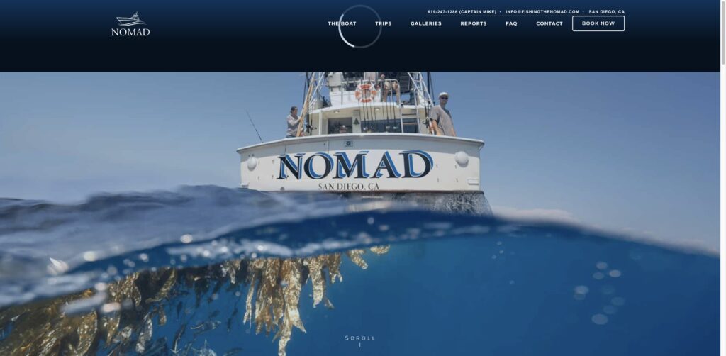 Website screenshot of Nomad Sportfishing - Fishing charters in 2605 State St