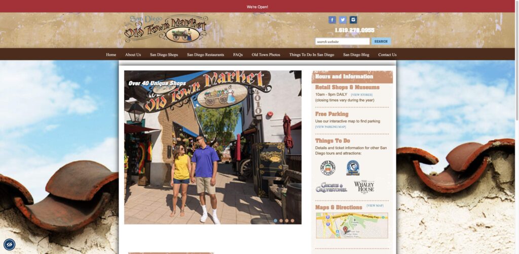 Website screenshot of Old Town Market - Souvenir shops in 4010 Twiggs St