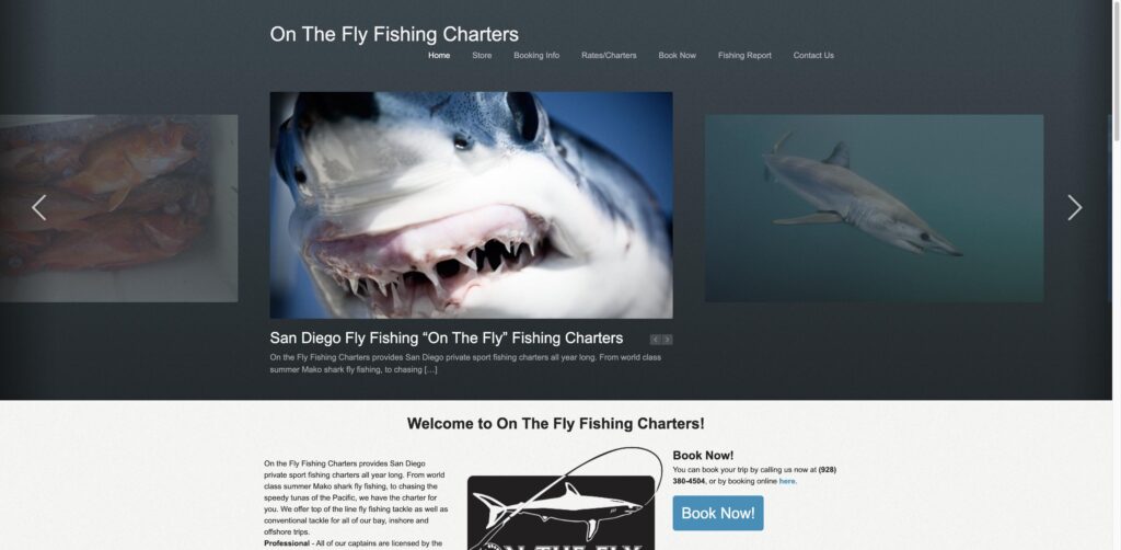 Website screenshot of On The Fly Fishing Charters - Fishing charters in 2580 Ingraham St