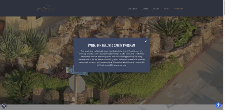 Website screenshot of Pantai Inn - Bed & breakfasts in 1003 Coast Blvd