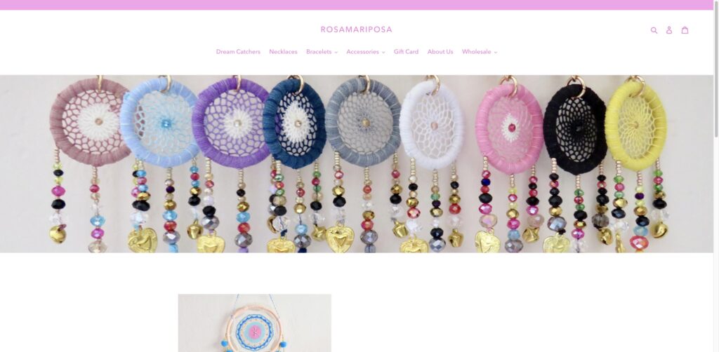 Website screenshot of Rosamariposa - Souvenir shops in 611 W Fir St