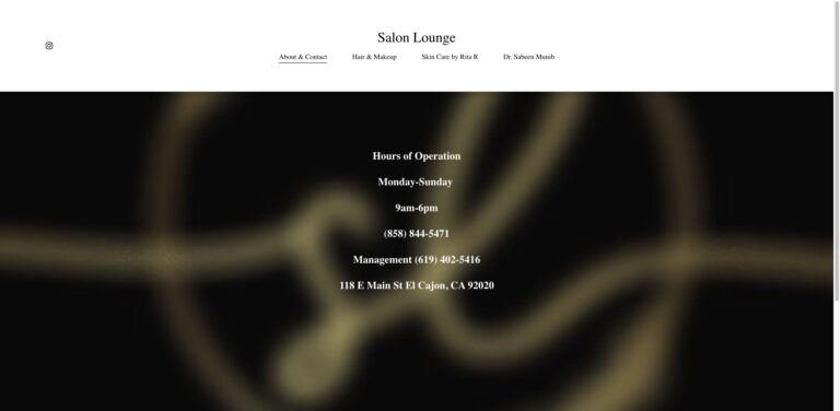 Website screenshot of Salon Lounge - Hair salons and beauty services in 118 E Main St