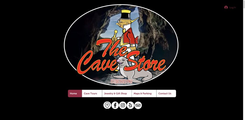 Website screenshot of The Cave Store - Souvenir shops in 1325 Coast Blvd