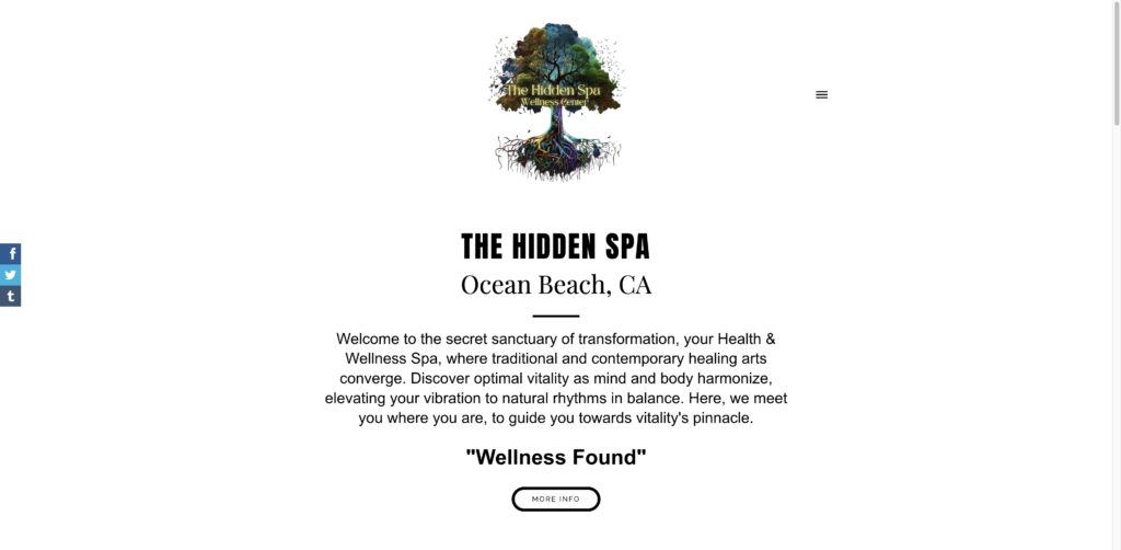 Website screenshot of The Hidden Spa Inc. - Massage and wellness centers in 4969 Santa Monica Ave