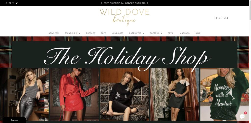 Website screenshot of Wild Dove Boutique - Boutique clothing stores in 1029 Orange Ave Suite B